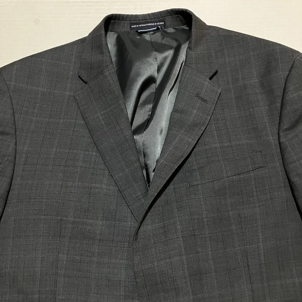 tommy hilfiger suit jacket blazer Wool Blend‎ Dark Gray Black Size 36 Checkered